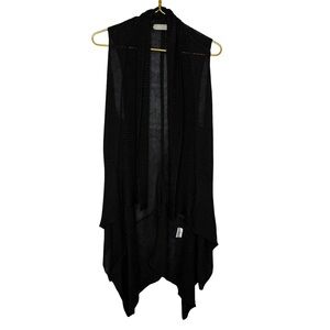 🖤✨ Nicole Farhi Black Linen‎ Blend Open Front Drape Vest S ✨🖤